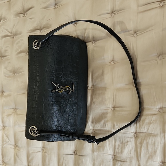 Saint Laurent Calfskin Crocodile Embossed West Hollywood Monogram Fold-Over - Picture 6 of 14